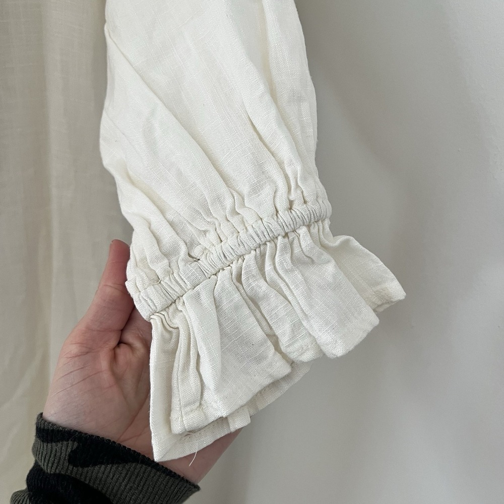 Anthropologie Porridge ruffle maxi dress Linen blend Cottage Core Trad Wife Sz S - Picture 8 of 11